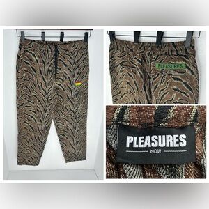 Pleasures NOW Tiger Print Jacquard Woven Pants Size Large Streetwear‎ 33x29